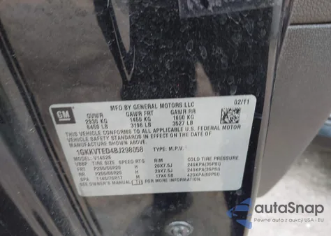 2011 GMC Acadia Denali z USA, uszkodzony, nr VIN 1GKKVTED4BJ298058